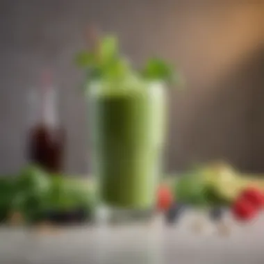 A close-up of a nutritious smoothie made with greens and fruits