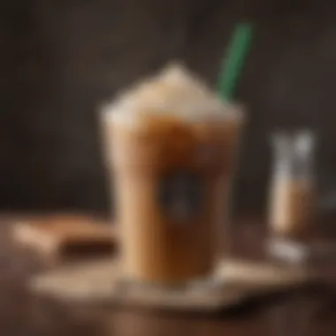 An aesthetically pleasing iced coffee drink adorned with natural ingredients