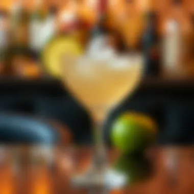 Chic Low-Calorie Cocktail A refreshing low-calorie cocktail served in a stylish glass with a twist of lime.