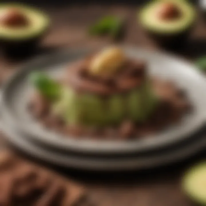 An enticing dessert made from avocado and cacao, exemplifying a low calorie, no carb sweet option.