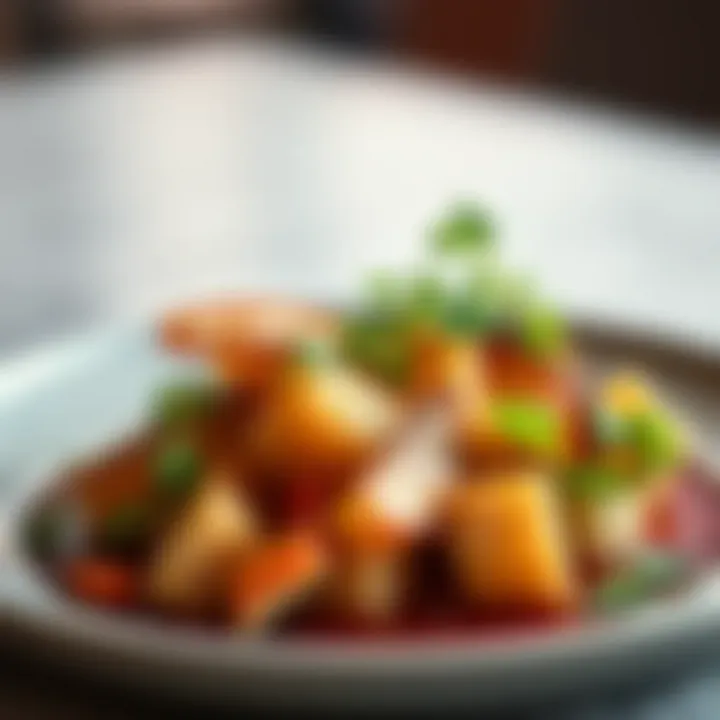 A gourmet low-carb dish elegantly plated, showcasing freshness.