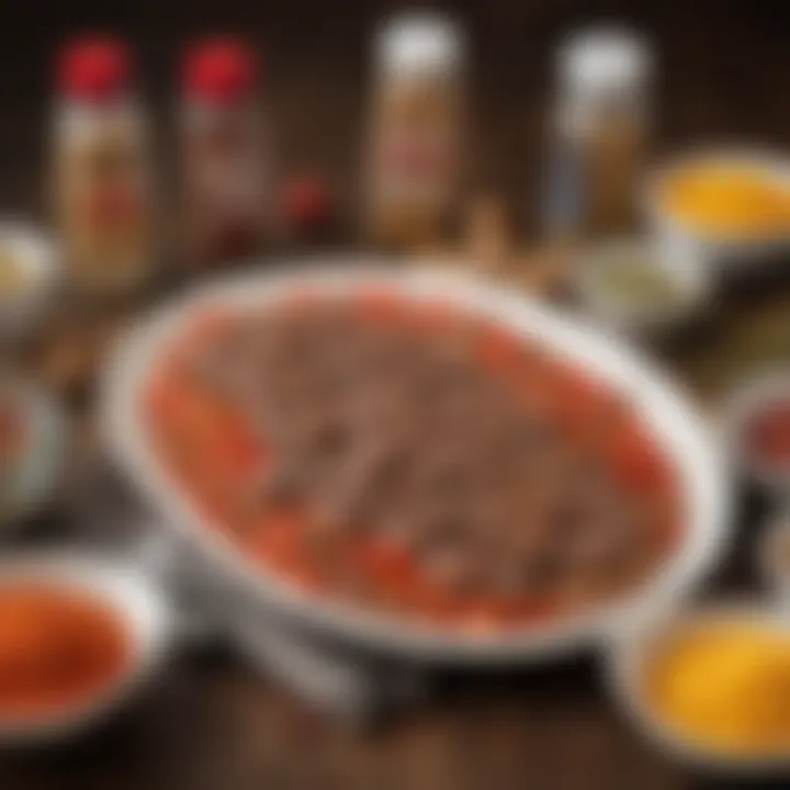 An array of ingredients used in conjunction with McCormick Swiss Steak Seasoning