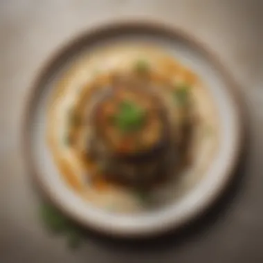 Roasted Eggplant Delight A beautifully plated dish of roasted eggplant with tahini sauce