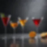 Elegant collection of metal cocktail glasses showcasing diverse designs