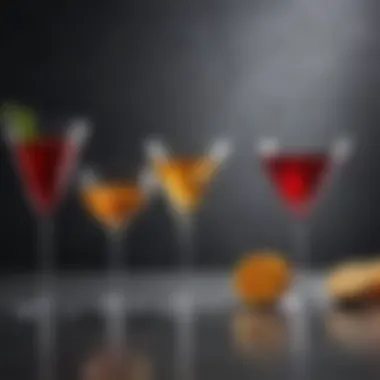 Elegant collection of metal cocktail glasses showcasing diverse designs