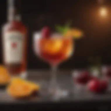 Elegant bourbon cocktail garnished with cherry and orange twist