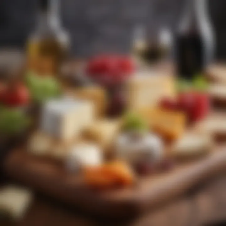 An elegant cheese board setup showcasing various cheese types