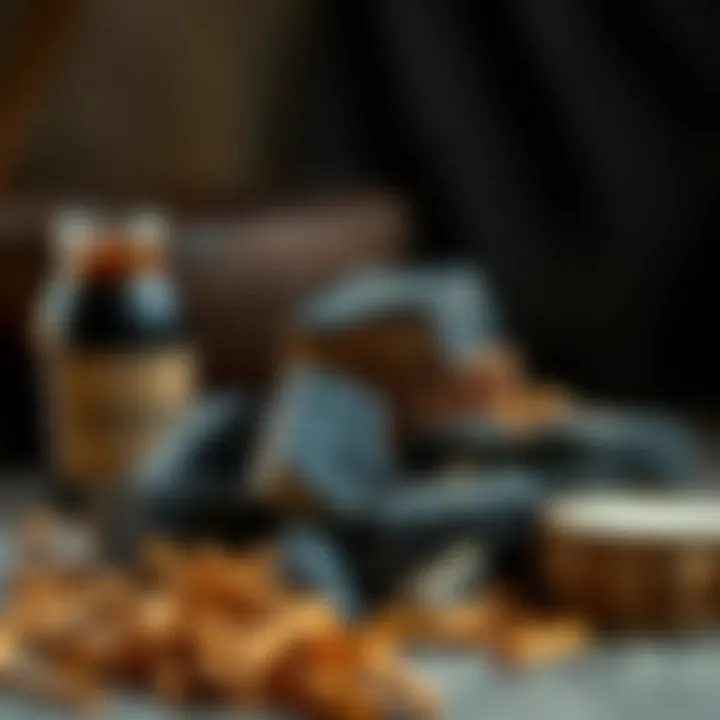 Natural hardwood lump charcoal in a rustic setting