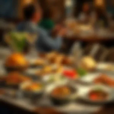 An elegant table setting showcasing an array of international dishes.