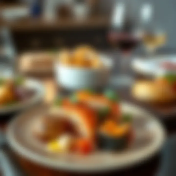 An artistic arrangement of gourmet food highlighting innovative pairings.