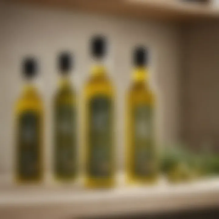 Eco-friendly packaging for non-aerosol olive oil products displayed on a shelf