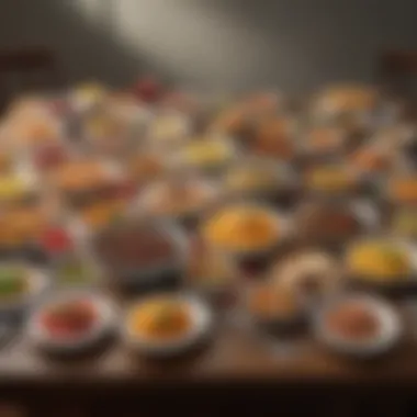 A colorful assortment of under 600 calorie meals displayed on a table.