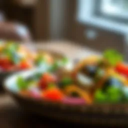 A vibrant salad with fresh vegetables and a sprinkle of seeds