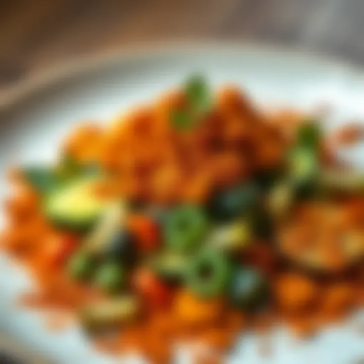 A creative dish featuring organic powders artfully sprinkled over vegetables.