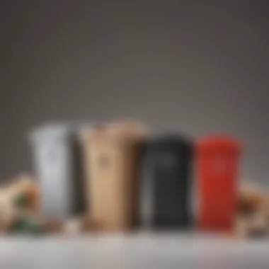 Variety of garbage can styles displayed together