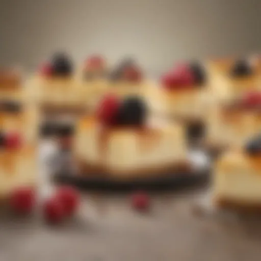 A selection of gourmet cheesecakes showcasing diverse flavors and textures