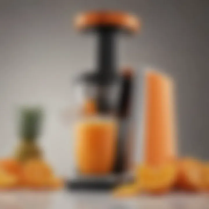 Close-up of the Orange Crush Juicer showcasing its sleek design and functionality.