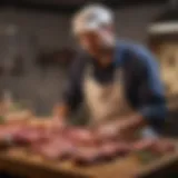 Artisan butcher showcasing premium organic cuts