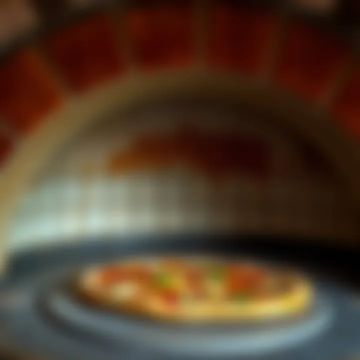 Interior View of a Traditional Ceramic Pizza Oven The interior of a ceramic pizza oven showcasing the cooking surface