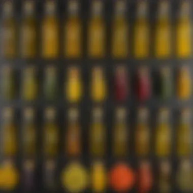 Diverse Olive Oils and Their Unique Profiles A selection of premium olive oils showcasing various colors and textures