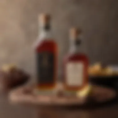 Patron Anejo and Artisanal Pairings Close-up of a Patron Anejo bottle beside artisanal chocolate and spices