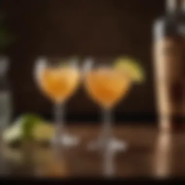Patron Anejo Cocktail Elegance Elegant cocktail glass filled with Patron Anejo concoction garnished with citrus zest