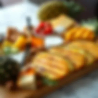 Cheese Platter with Grilled Pineapple A beautifully arranged cheese platter with grilled pineapple slices, assorted cheeses, and nuts.