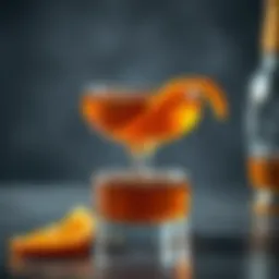 A classic whiskey cocktail garnished with a twist of orange