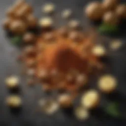 A visually appealing display of potato slayer seasoning ingredients arranged artistically.