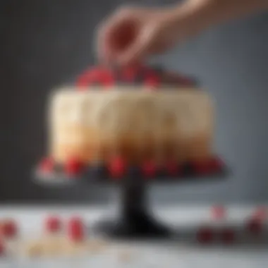 A skilled decorator applying advanced techniques to a cake