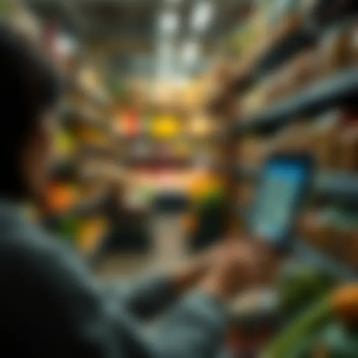 Navigating Online Salvage Grocery Store A user navigating an online salvage grocery store on a digital device