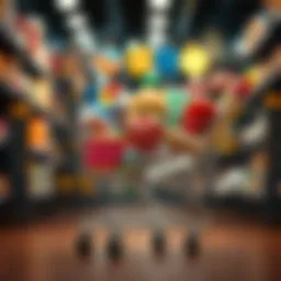 A virtual shopping cart filled with discounted products from an online salvage grocery store