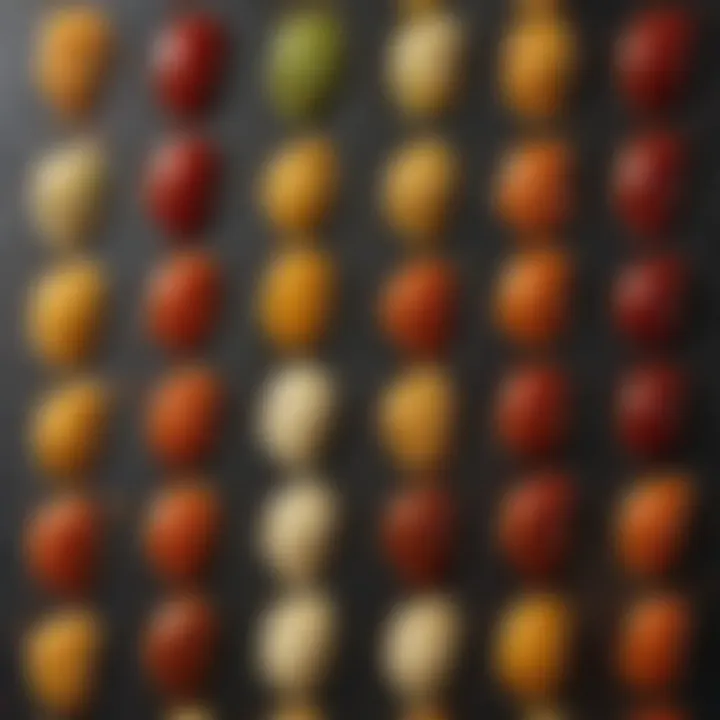 A vibrant array of sauces ready for pairing with fries, showcasing a variety of colors and textures.