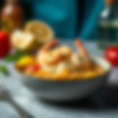 A Creative Spin on Shrimp Alfredo A vibrant bowl of shrimp Alfredo pasta with a twist of lemon