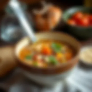 Nutritious Hearty Soup for Simple Meal Options A delightful bowl of hearty soup filled with grains and vegetables, showcasing a nutritious meal.