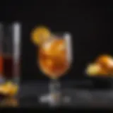 Elegant cocktail glass with single malt scotch and citrus twist