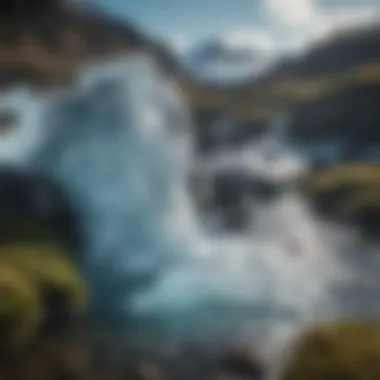 Crystal clear spring water flowing from Icelandic glaciers