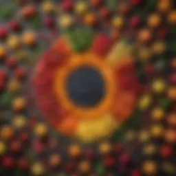 Colorful fruits and vegetables arranged in a fun shape to attract preschoolers