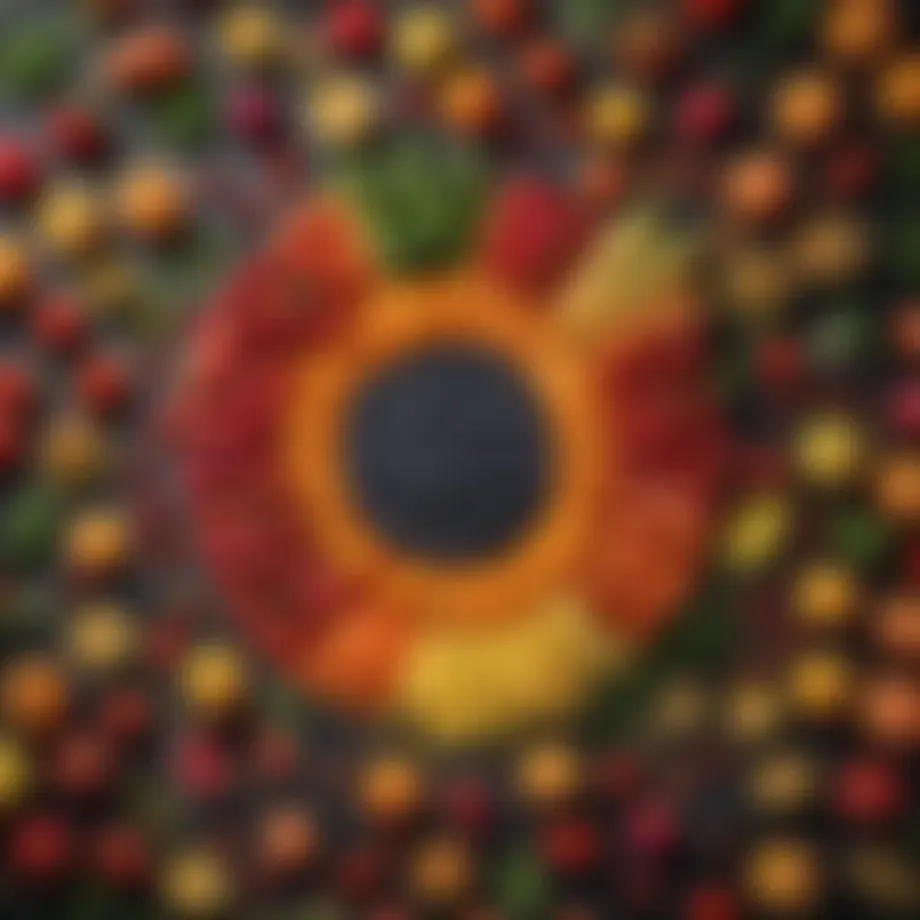 Colorful fruits and vegetables arranged in a fun shape to attract preschoolers