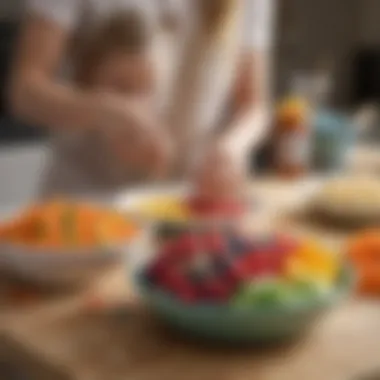 Healthy Snack Preparation with Colors Healthy snack preparation involving preschoolers with colorful ingredients