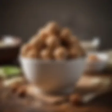 Keto Energy Bites A bowl of homemade keto-friendly energy bites made from coconut and nut butter.