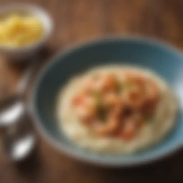 A close-up of a delicious bowl of shrimp and grits