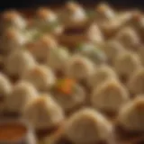 A vibrant platter of soup dumplings showcasing various fillings and textures.