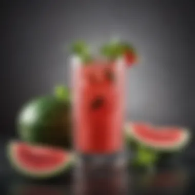 Refreshing Watermelon Cocktail Vibrant watermelon cocktail garnished with mint leaves.