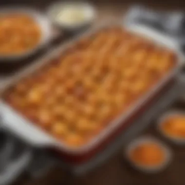 A variety of tater tot casserole variations arranged aesthetically on a table