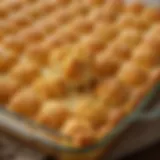 A golden-brown tater tot casserole bubbling with melted cheese