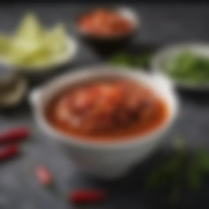 A close-up of a traditional Thai chili sauce in a small bowl, emphasizing the bold flavors that define Thai gastronomy.