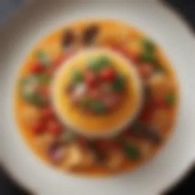 Artful Presentation of Aciento A beautifully plated Aciento dish highlighting its vibrant presentation and garnishes.