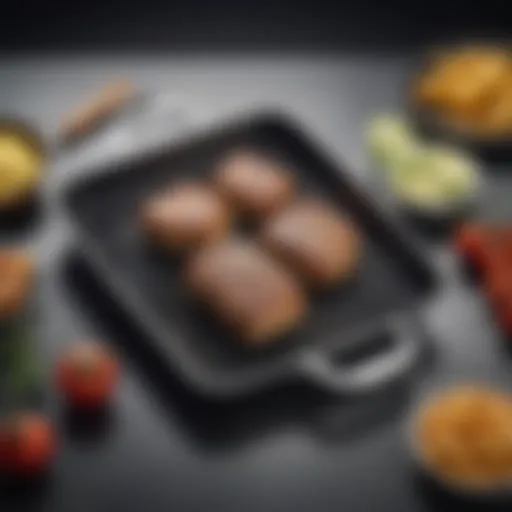 Elegant design of the All-Clad non-stick grill pan showcasing its sleek finish