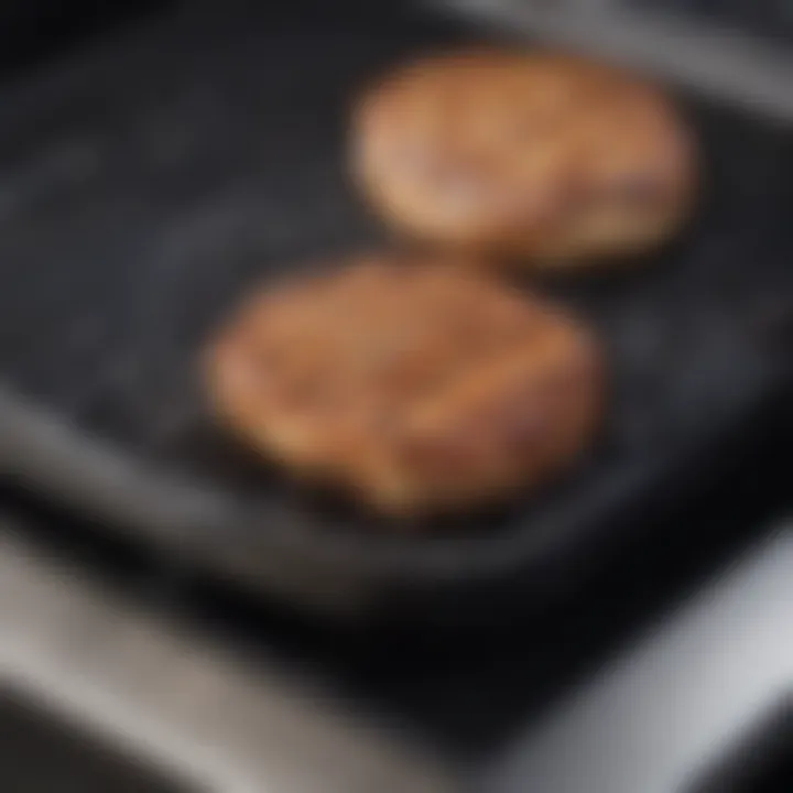 Close-up view highlighting the non-stick surface of the grill pan